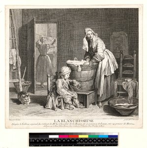 La Blanchisseuse, gravée par Charles Nicolas Cochin I, 1739 - Jean Baptiste Simeon (after) Chardin