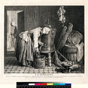 La Fontaine, gravé par Charles Nicolas Cochin I, 1739 - Jean Baptiste Simeon (after) Chardin