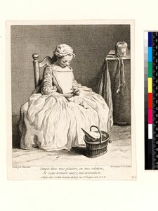 Petite fille avec son déjeuner (La Petite Fille aux Cerises) gravée par Charles Nicolas Cochin I (1688-1754) 1738 - Jean Baptiste Simeon (after) Chardin