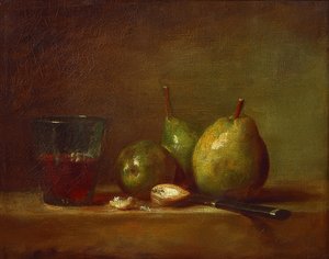 Poires, noix et un verre de vin - Jean Baptiste Simeon Chardin
