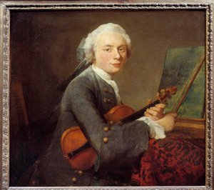 Le jeune homme au violon ou portrait de Charles Théodose Godefroy (1718-1796)