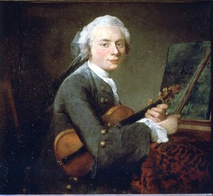 Le Jeune Homme au Violon, vers 1738. Portrait de Charles Théodose Godefroy. Huile sur toile par Jean Baptiste Simeon Chardin (1699 - 1789). Paris, Musée du Louvre.