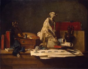 Français :  Nature morte avec des attributs des Arts Still Life with Attributes of the Arts - Jean Baptiste Simeon Chardin