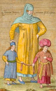 Femme menant ses enfants, planche de 