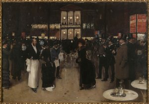Boulevard Montmartre la nuit, devant le Théâtre des Variétés, vers 1885