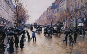 Boulevard Poissonnière sous la pluie, vers 1880 - Jean Beraud