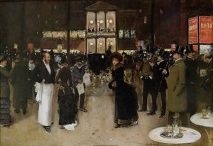 Le boulevard Montmartre, la nuit, devant le théâtre des Variétés