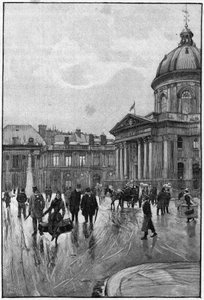 Scène parisienne au 19ème siècle : la rive gauche avec l