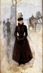 Parisienne sur le boulevard ou femme au manchon Peinture de Jean Béraud (1849-1935) 19ème siècle Tours, Musée des Beaux-Arts - Jean Beraud
