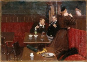 Trois personnages dans un café, vers 1890 (huile sur toile) - Jean Beraud