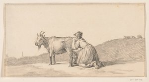 Femme trayant une chèvre