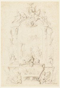 Vénus à la forge de Vulcain, dessin pour un panneau de buffet - Jean Bernard Honoré Toro