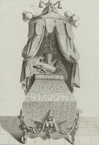Lit à la Chinoise, publié vers les années 1770 (gravure sur papier vergé) - Jean Charles (after) Delafosse