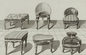 Tabourets, Bidets de Toilette, Marchepied, publié vers le milieu des années 1770 - Jean Charles (after) Delafosse