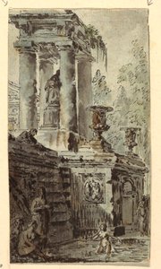 Fantaisie architecturale avec figures se baignant
