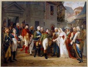 Napoléon Ier (1769-1821) reçoit la reine Louise de Prusse (1776-1810) à Tilsit le 6 juillet