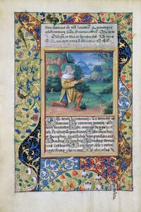 Ms Lat. Q.v.I.126 fol.17v Le roi David en pénitence devant Dieu le Père, du Livre d