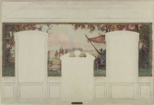 Esquisse pour la mairie de Fresnes: Paysage avec tribunes et cavaliers