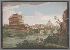 Vue du château Saint-Ange et du pont Saint-Ange sur le Tibre à Rome