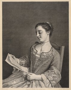 Mademoiselle Lavergne lisant - Jean Daullé