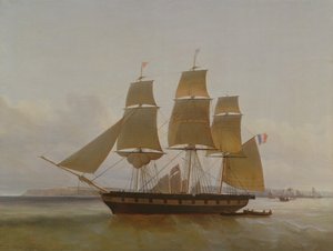 Trois-mâts, dans le port du Havre, 1846 - Jean Dominique Drouin
