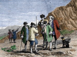 Florin Perier mesurant la hauteur du baromètre (tube de mercure) d