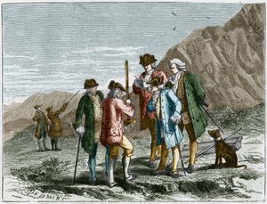Florin Périer mesurant la hauteur du baromètre (tube de mercure) d