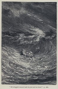 "Il lutta en avant avec ses pieds et une main" (gravure) - Jean Edouard Dargent