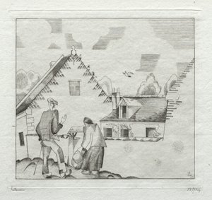 Villageois, bavardage - Jean Emile Laboureur