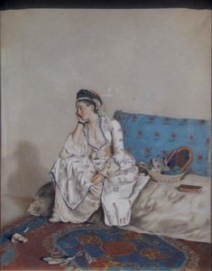 Dame pensive sur un sofa - Jean-Étienne Liotard