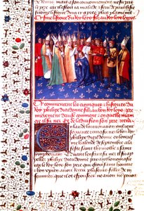 Couronnement du roi de France Philippe II Auguste en 1179, vers 1455-60 (miniature) - Jean Fouquet