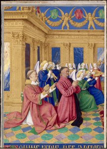 Étienne Chevalier et saint Étienne son saint patron, miniature tirée des Heures d