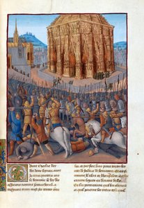Le siège de Jérusalem par le roi de Babylone Nabuchodonosor II (604-562 avant JC) - Illustration dans les "Antiquités judaïques" de Flavius Josèphe par Fouquet, Jean (1420-1481)