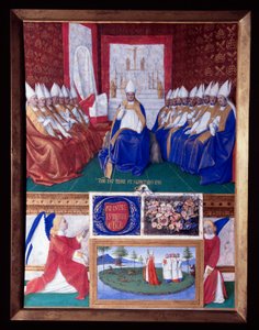 Saint Hilaire (Saint-Hilaire) (401-449) au Conseil convoqué par le Pape Léon I vers 445. Miniature tirée du « Livre d