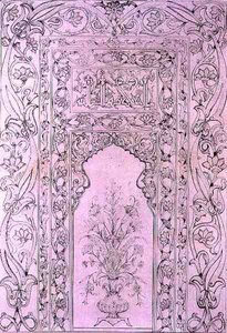 Panneau de carreaux de la mosquée bleue, à Tabriz, Perse, de 
