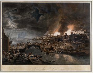 Granville en flammes assiégée par les Vendéens, d