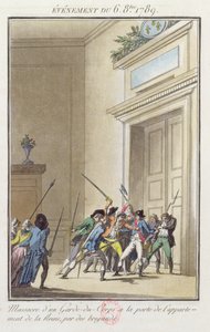 Foule de Parisiens attaquant et tuant la garde à l