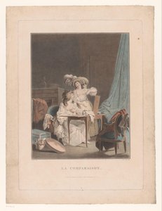 Deux femmes aux seins nus devant un miroir