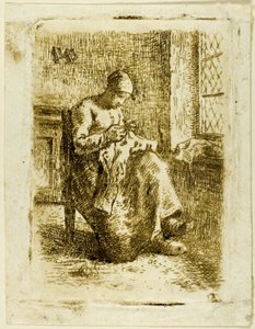 Une femme cousant - Jean Francois Millet