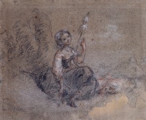 Une jeune bergère filant - Jean Francois Millet