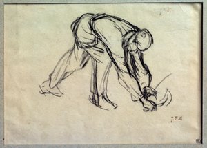 Le repas préparatoire dessin de Jean François Millet (1814-1875) 19ème siècle Paris, Musée du Louvre