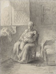 Femme assise avec un bébé près d