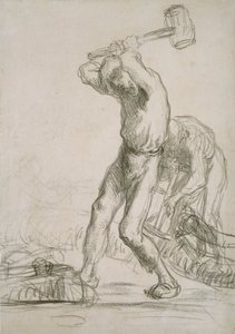 Deux paysans sciant et fendant du bois, vers 1850-1851