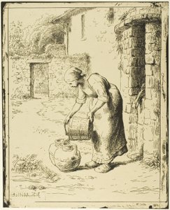 Femme vidant un seau - Jean Francois Millet