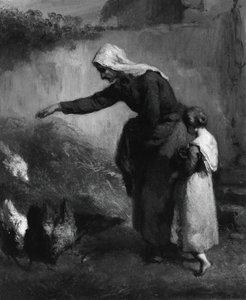 Femme nourrissant des poules, 1846-1848