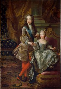 Portrait du roi Louis XV (1710-1774) et de sa fiancée Marie Anne Victoire d
