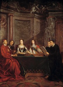 Le conseil de conscience : Saint Vincent de Paul, chef du conseil de conscience lisant devant le cardinal Jules Mazarin, Pierre Séguier, la reine Anne d