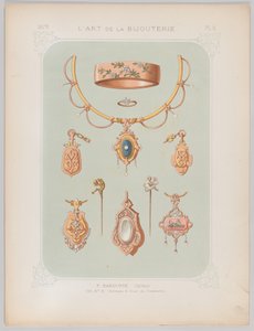 Dessins de bijoux en or et or rose, 1879 - Jean François Barousse