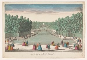 Vue des cascades du jardin du Château de Saint-Cloud
