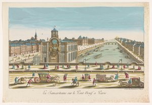 Vue de la pompe à eau Samaritaine sur le Pont Neuf à Paris